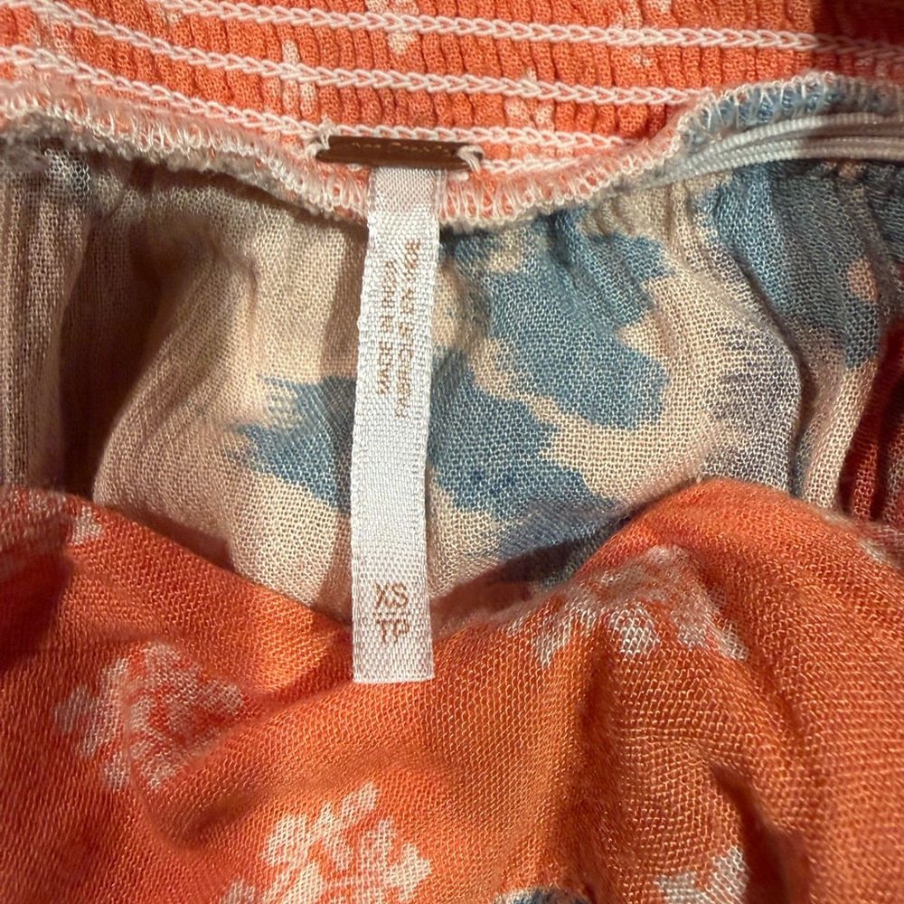 Free People Coral and Blue Floral A-Line Skirt - Picture 5 of 5